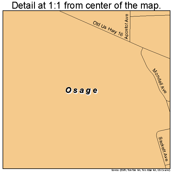Osage, Wyoming road map detail