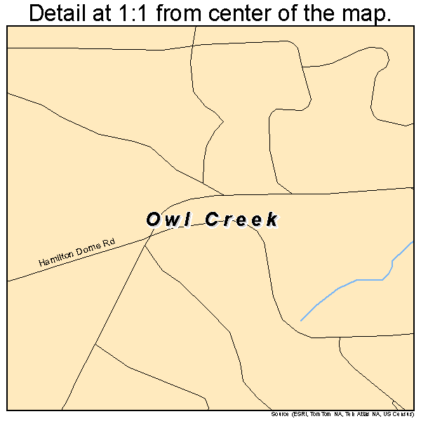 Owl Creek, Wyoming road map detail