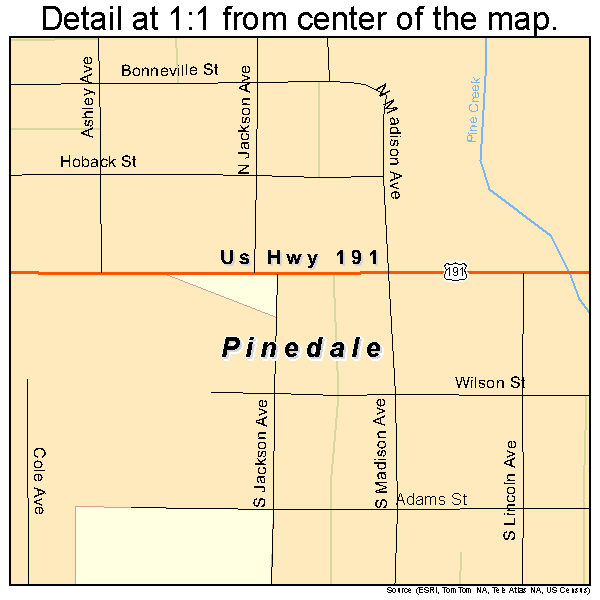 Pinedale, Wyoming road map detail