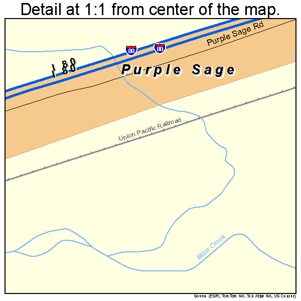 Purple Sage, Wyoming road map detail