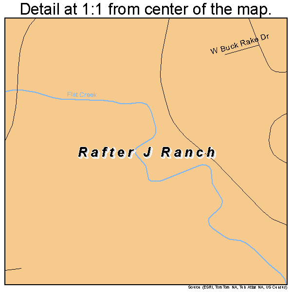 Rafter J Ranch, Wyoming road map detail