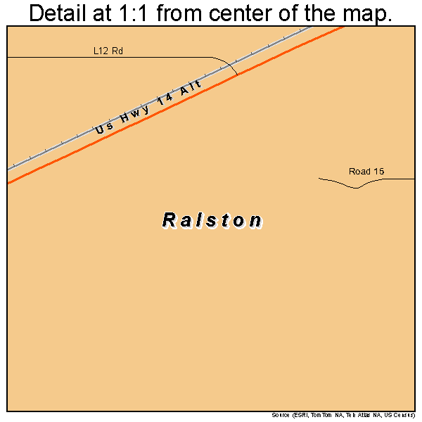 Ralston, Wyoming road map detail