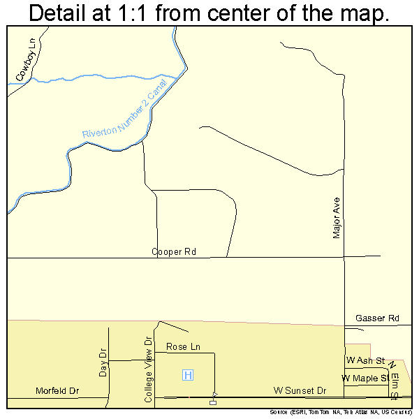 Riverton, Wyoming road map detail
