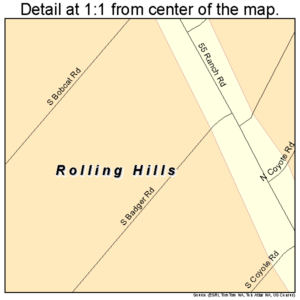 Rolling Hills, Wyoming road map detail