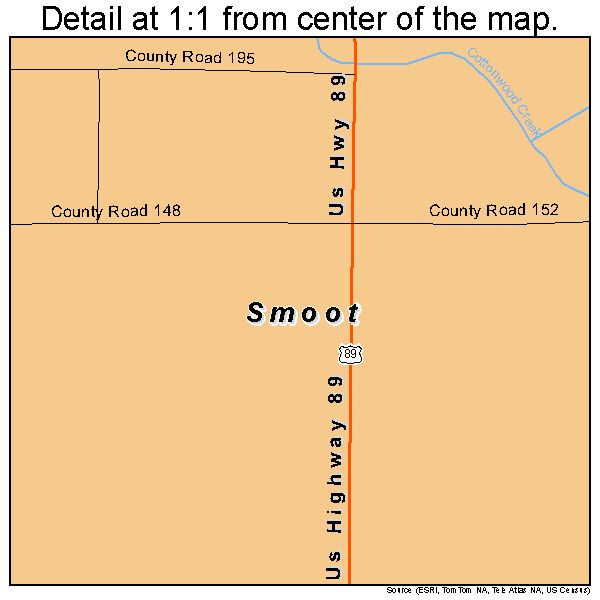 Smoot, Wyoming road map detail