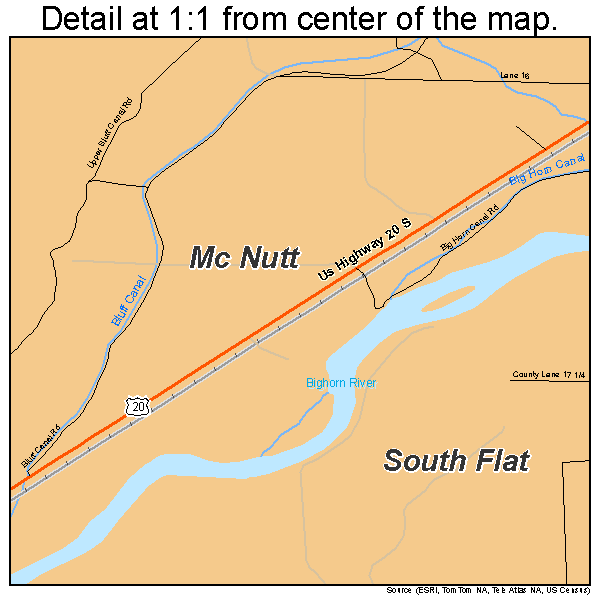 South Flat, Wyoming road map detail