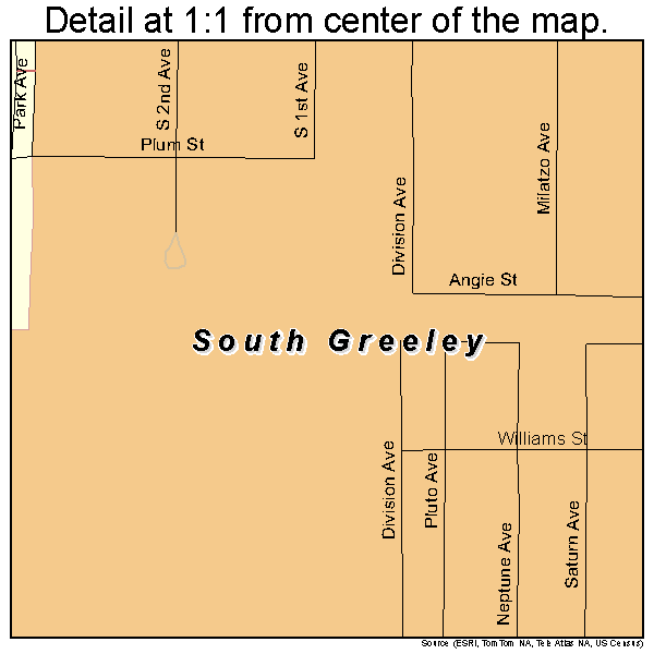 South Greeley, Wyoming road map detail