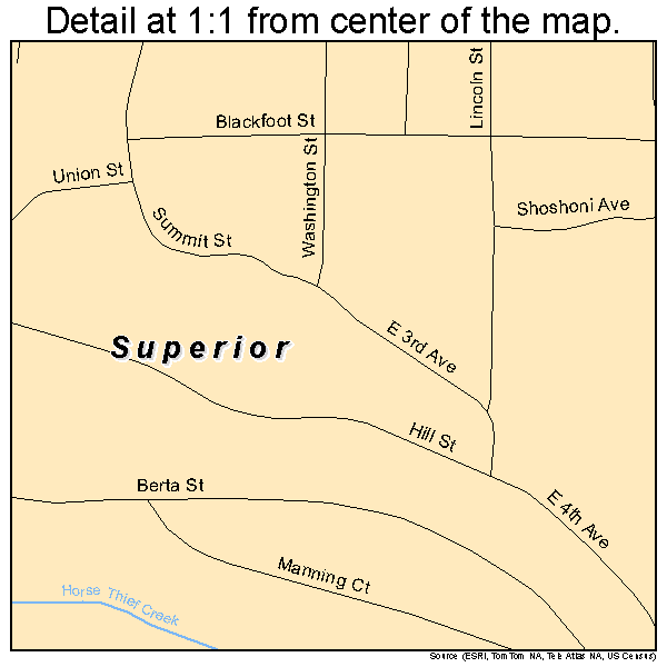 Superior, Wyoming road map detail