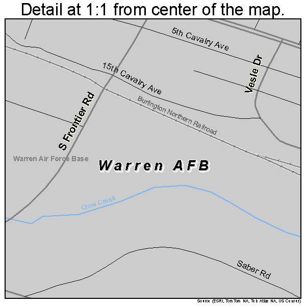 Warren AFB, Wyoming road map detail