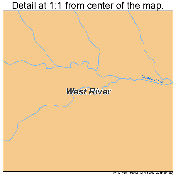 West River, Wyoming road map detail