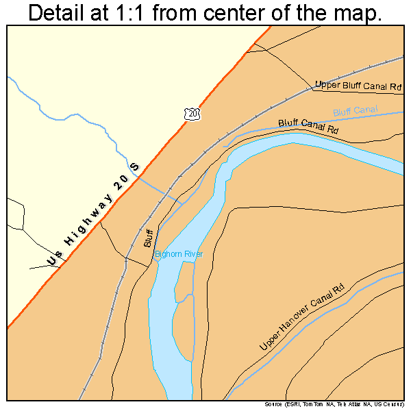 Winchester, Wyoming road map detail