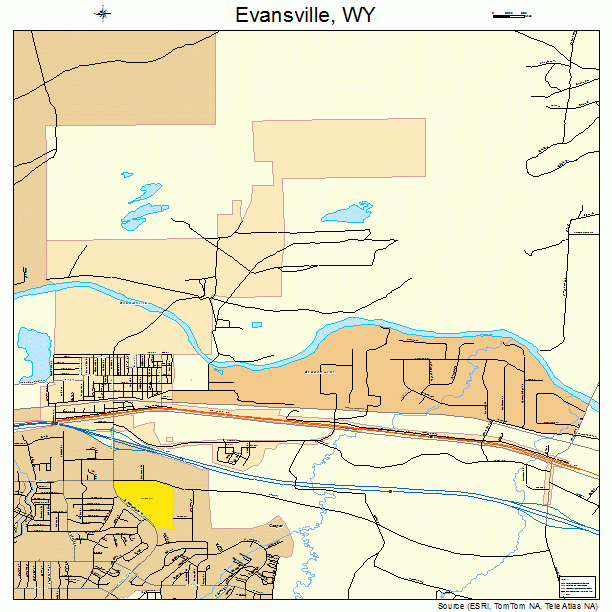 Evansville, WY street map