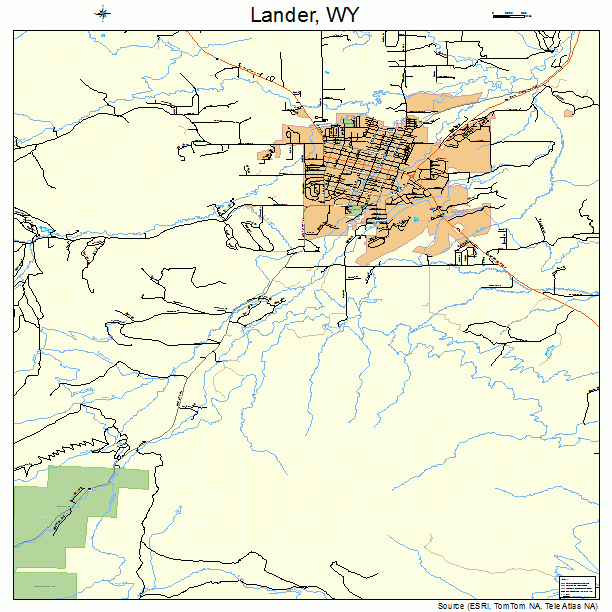 Lander, WY street map