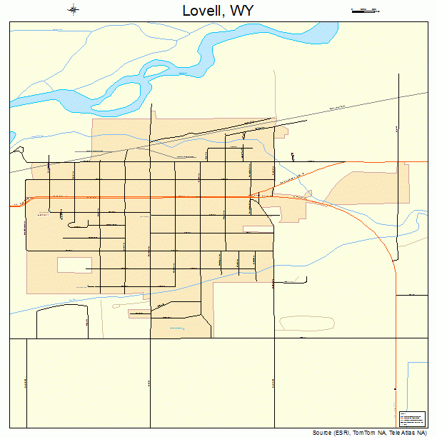 Lovell, WY street map