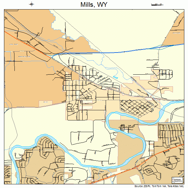 Mills, WY street map