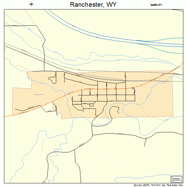 Ranchester, WY street map