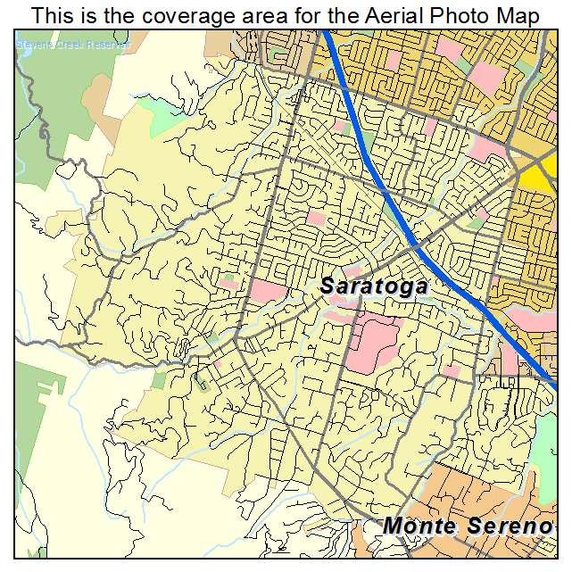 Aerial Photography Map of Saratoga, CA California