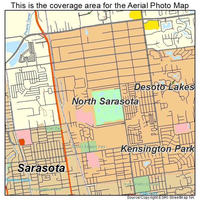 Aerial Photography Map of North Sarasota, FL Florida