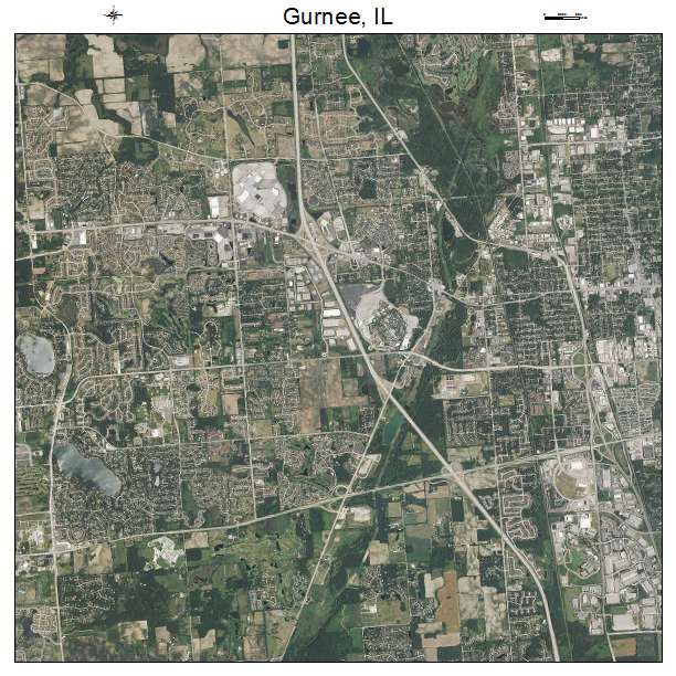 Aerial Photography Map Of Gurnee IL Illinois