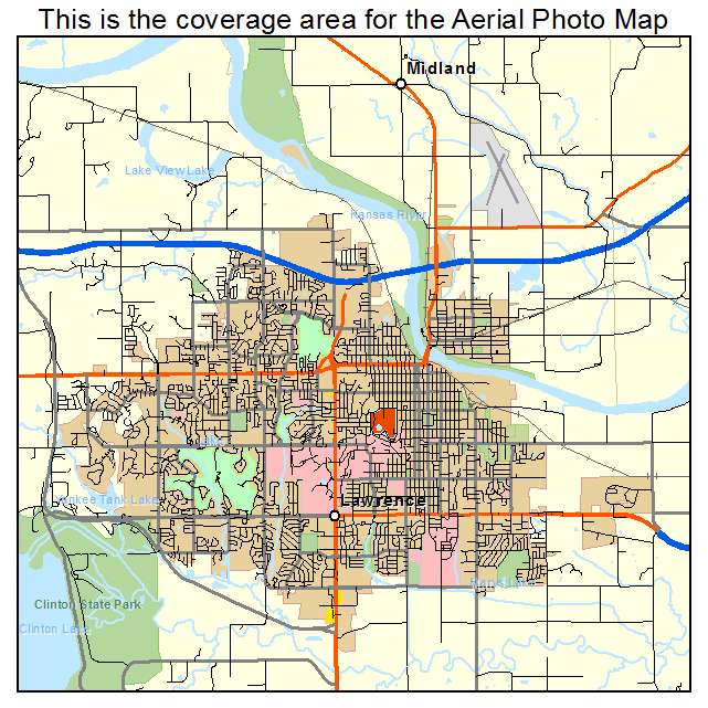 Aerial Photography Map of Lawrence, KS Kansas