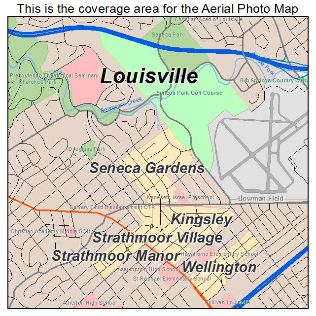 Aerial Photography Map of Seneca Gardens, KY Kentucky