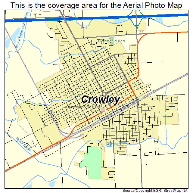 Aerial Photography Map of Crowley, LA Louisiana