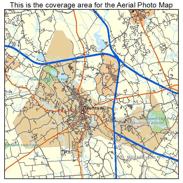 Aerial Photography Map of Taunton, MA Massachusetts