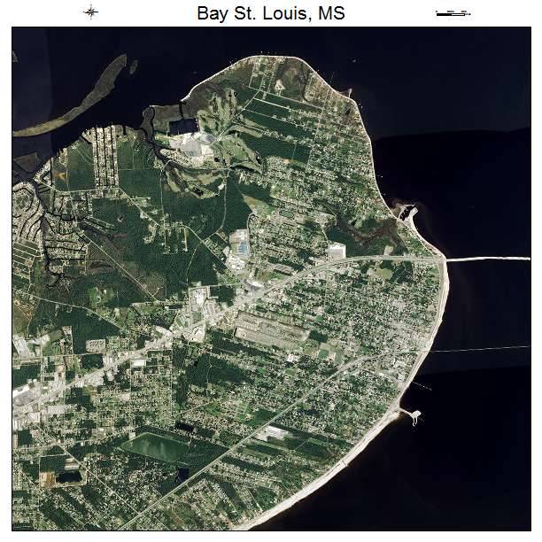 Aerial Photography Map of Bay St Louis, MS Mississippi