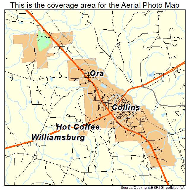 Aerial Photography Map of Collins MS Mississippi