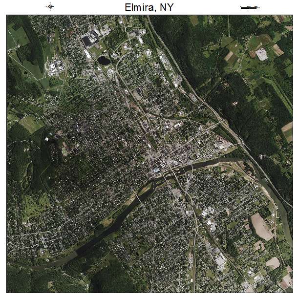 Aerial Photography Map of Elmira, NY New York