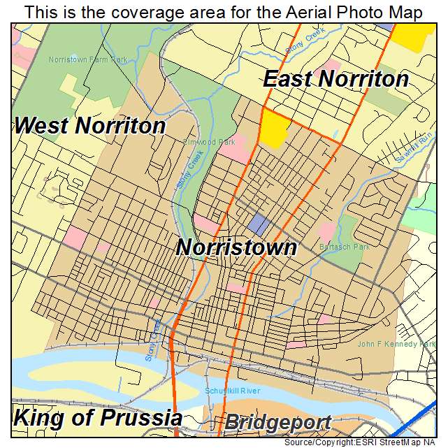 Aerial Photography Map Of Norristown PA Pennsylvania