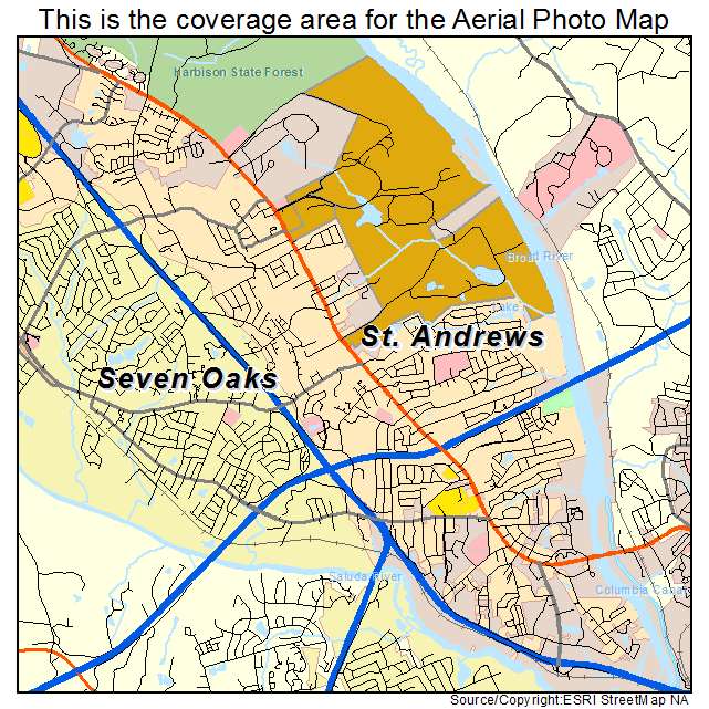 Aerial Photography Map of St Andrews, SC South Carolina