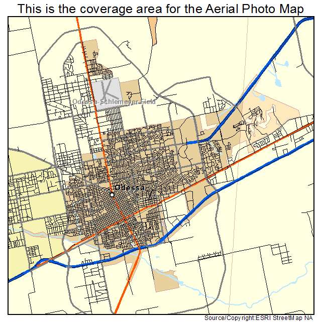 Aerial Photography Map  of Odessa  TX  Texas 