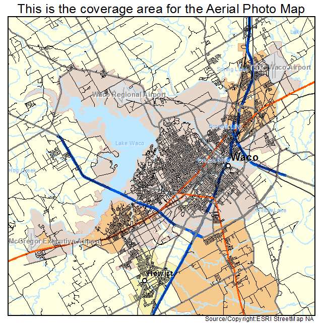 Aerial Photography Map  of Waco  TX Texas 