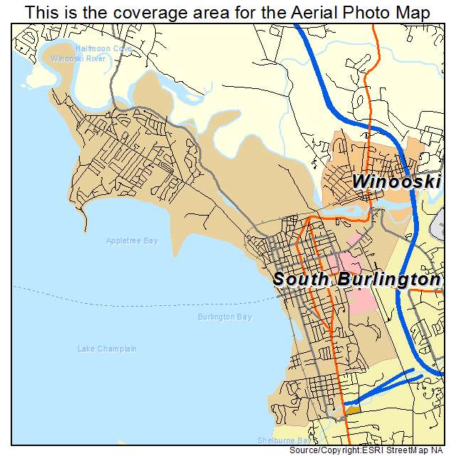 Aerial Photography Map Of Burlington VT Vermont